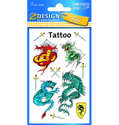56404 1Bl Tattoo Drachen farbig