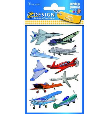 53751 Kidssticker Schmucketikett 3D Flugzeuge