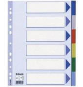 Kunststoffregister 15260, 6-teilig blanko, A4, 120µm, farbige Taben, 6-teilig