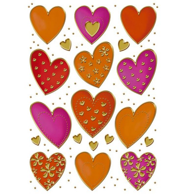 3618 Decorsticker Schmucketikett Herzen Goldpr. 3618 Decorsticker Schmucketikett Herzen Goldpr.