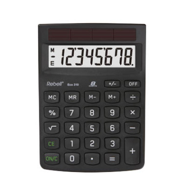 802359 8stellig 102x143x29mm Öko-Tischrechner Eco310 schw.