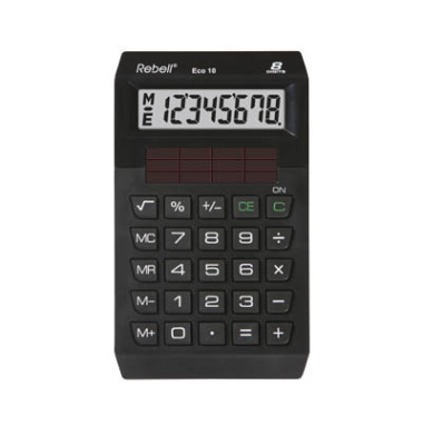 Tischrechner Eco 10 Solar LCD-Display schwarz 1-zeilig 8-stellig