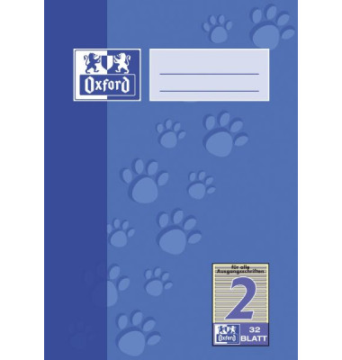 Schulheft 100050376, Lineatur 2 / Schreiblern-Lineatur / keine, A5, 90g, blau, 32 Blatt / 64 Seiten