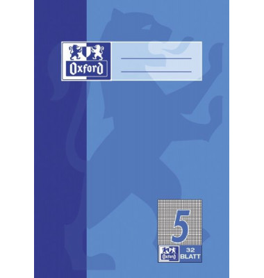 Schulheft 100050379, Lineatur 5 / kariert / keine, A5, 90g, t&uuml;rkisblau, 32 Blatt / 64 Seiten
