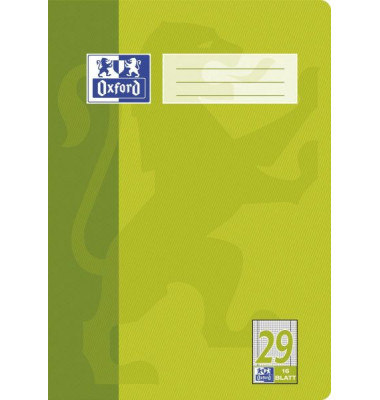 Schulheft 100050315, Lineatur 29 / rautiert mit Rand innen/au&szlig;en / keine, A4, 90g, gr&uuml;n, 16 Blatt / 32 Seiten