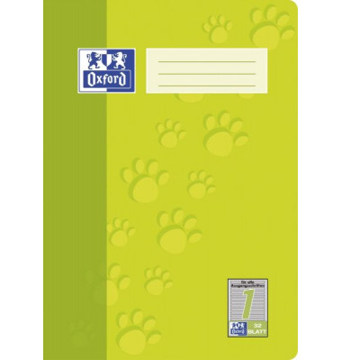 Schulheft 100050322, Lineatur 1 / Schreiblern-Lineatur, A4, 90g, grün, 32 Blatt / 64 Seiten