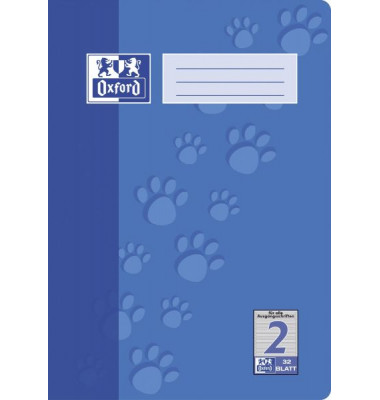 Schulheft 100050323, Lineatur 2 / Schreiblern-Lineatur, A4, 90g, blau, 32 Blatt / 64 Seiten