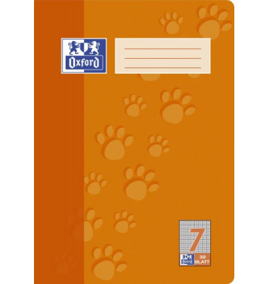 Schulheft 100050325 Learn to Write, Lineatur 7 / kariert, A4, 90g, orange, 32 Blatt / 64 Seiten