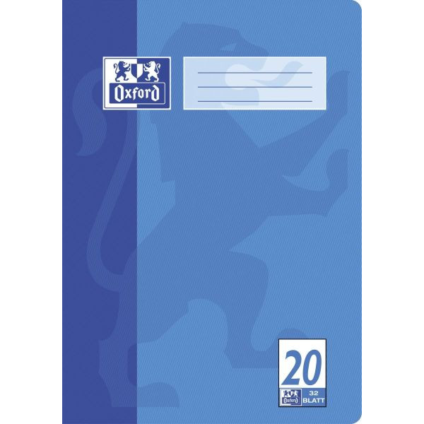 4006144934979 - Schulheft 100050326 Lineatur 20   blanko A4  90g blau 32 Blatt   64 Seiten 4006144934979 Oxford