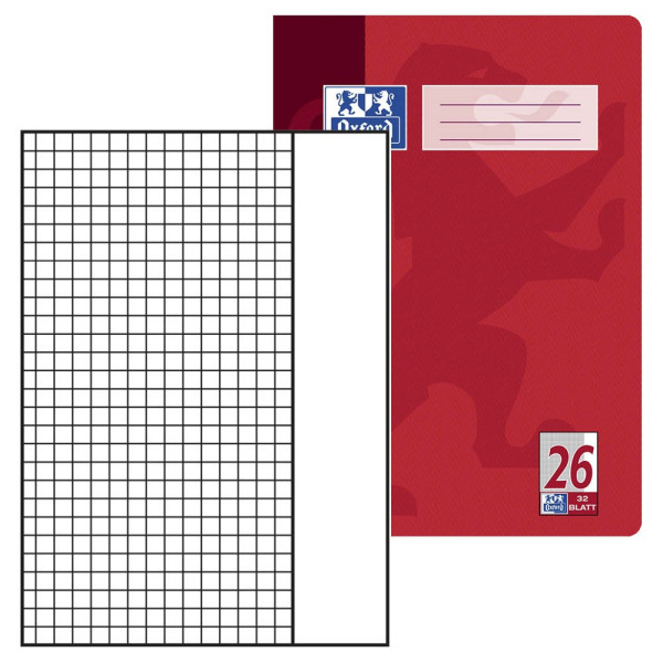 4006144935099 - Schulheft 100050330 Lineatur 26   kariert mit weißem Rand A4  90g rot 32 Blatt   64 Seiten 4006144935099 Oxford