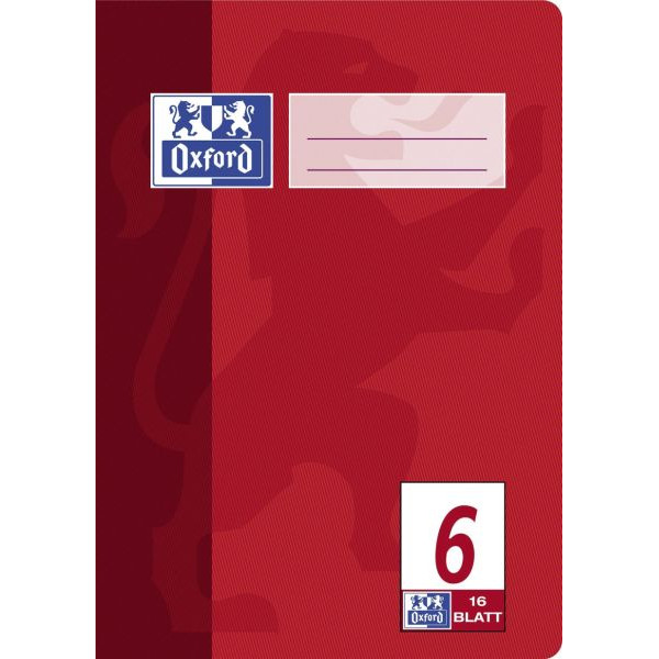 4006144920729 - Schulheft 100050369 Lineatur 6   blanko A5  90g rot 16 Blatt   32 Seiten 4006144920729 Oxford