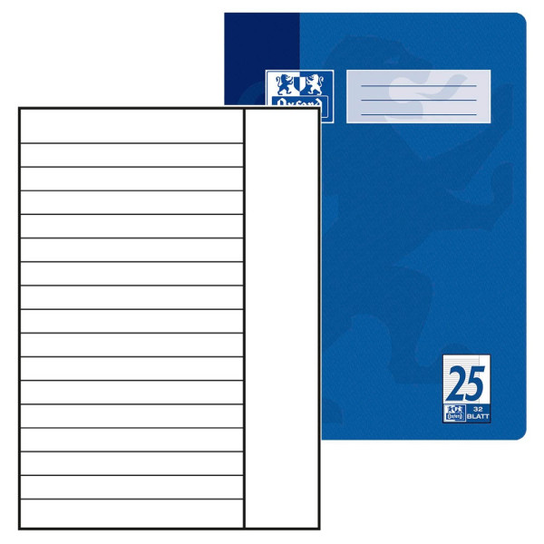4006144935068 - Schulheft 100050329 Lineatur 25   liniert mit weißem Rand A4  90g blau 32 Blatt   64 Seiten 4006144935068 Oxford