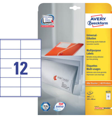 Etiketten ultragrip 6175, weiß 105x48mm, rechteckig, Etiketten ultragrip 6175, weiß 105x48mm, rechteckig,