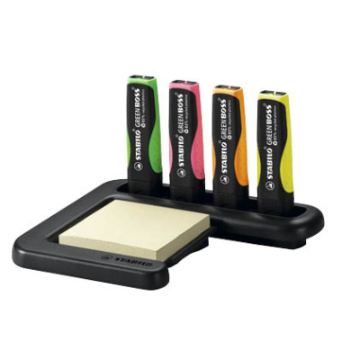 Textmarker-Set STABILO GREEN BOSS, 6070/04, Tischset, gelb/gr&uuml;n/orange/pink, 2-5mm Keilspitze