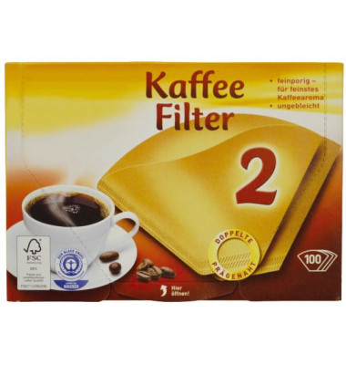 Kaffeefiltert&uuml;ten , Gr&ouml;&szlig;e 2, naturbraun