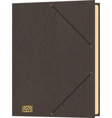 Eckspannmappe 4616-8, A4 braun Recyclingkarton 390g, f&uuml;r ca. 250 Blatt  (80 g/m&sup2;), mit 3 Einschlagklappen