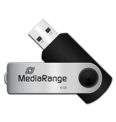 USB-Stick USB Stick 2,0 high speed MR908, schwarz/silber, ohne, USB 2.0, 8 GB