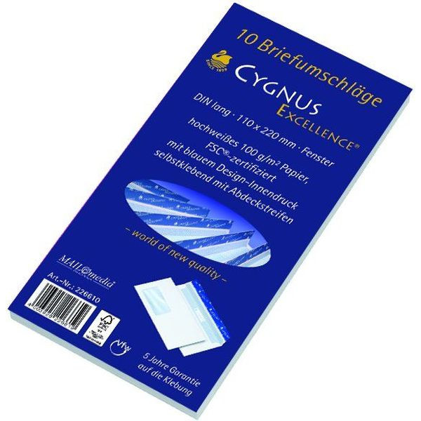 4003928226619 - Briefumschlag Cygnus Excellence 30002391 Din Lang mit Fenster haftklebend 100g weiß 4003928226619 10 Stück 4003928226619 - Briefumschlag Cygnus Excellence 30002391 Din Lang mit Fenster haftklebend 100g weiß 4003928226619 10 Stück