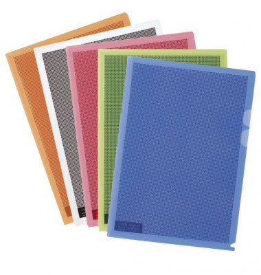 Sichthüllen Camouflage 89896 mit Sichtschutz, A4, farbig sortiert, transluzent genarbt, oben & rechts offen, 0,20mm