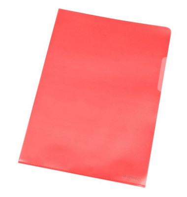 Sichthüllen KF00306, A4, rot, transparent genarbt, oben & rechts offen, 0,12mm