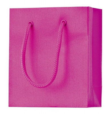 Geschenktragetasche One Colour 14x12x6cm mit Rillenprägung pink