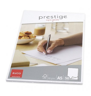 Notizblock 7371214 Elco Prestige, blanko / Lineatur 6, A5, 80g, 50 Blatt