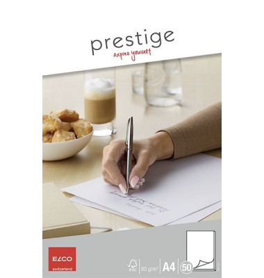 Notizblock 73711.14 Elco Prestige, blanko / Lineatur 20, A4, 80g, 50 Blatt