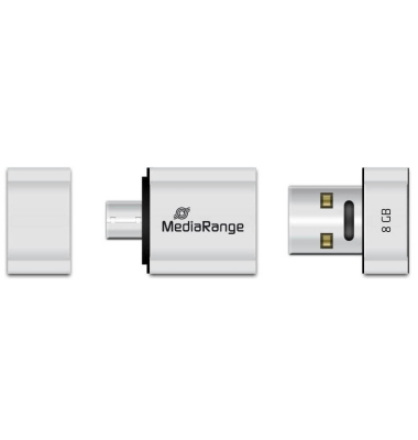 USB-Stick MR930 MR930-2, silber, ohne, USB 2.0 + micro USB, 8 GB