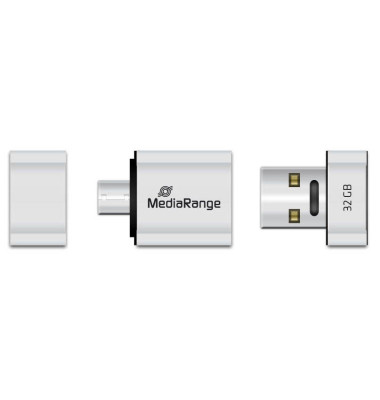 USB-Stick Nano USB 2.0 silber 32 GB mit Micro-USB Adapter