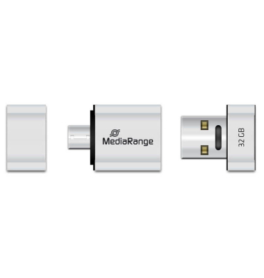 USB-Stick MR932 MR932-2, silber, ohne, USB 2.0 + micro USB, 32 GB