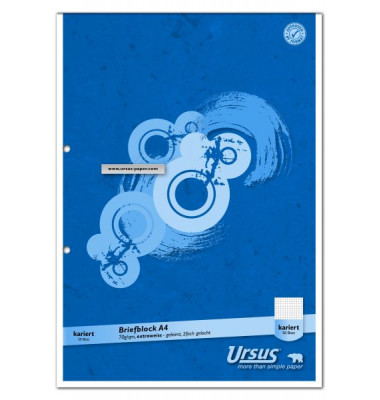 Briefblock 608743020 Style, ohne, Lineatur 22 / kariert, A4, 70g, blau, 50 Blatt