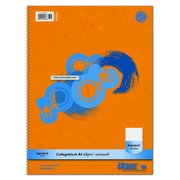 Staufen Collegeblock 040993020, Muster, Lineatur 22 / liniert mit Rand innen, A4, 60g, orange, 80 Blatt 9002244863145 Staufen