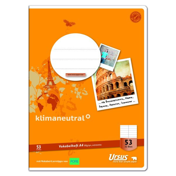 9002244862902 - Vokabelheft 040432053 Style Lineatur 53   liniert mit Mittelstrich   keine A4 80g orange 32 Blatt   64 Seiten 9002244862902