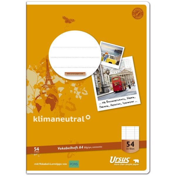 9002244862940 - Vokabelheft 040432054 Style Lineatur 54   liniert mit 2 Mittelstrichen   keine A4 80g orange 32 Blatt   64 Seiten 900224486