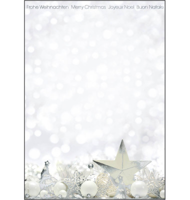 Weihnachtspapier White Stars A4 25 Blatt DP013