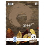 Collegeblock 608510028 Green, Muster, Lineatur 28 / kariert mit Rand innen/au&szlig;en, A4, 70g, sortiert, 100 Blatt