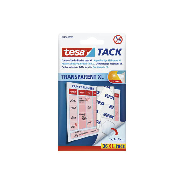 4042448361547 - Klebepads 59404-00000-00 TACK XL 36 Stück 20x24mm (BxL) doppelseitig wiederablösbar 4042448361547 36 Stück