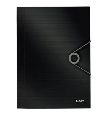 Eckspannmappe Solid 4563 4563-10-95, A4 schwarz Polypropylen (PP), f&uuml;r ca. 150 Blatt  (80 g/m&sup2;), mit 3 Einschlagklappen