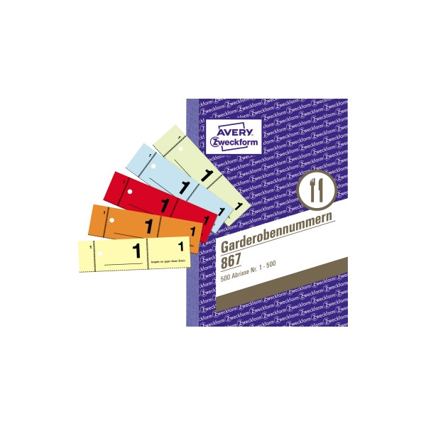 4004182008676 - Garderobennummern A6 farbig sortiert 100 Blatt   Block