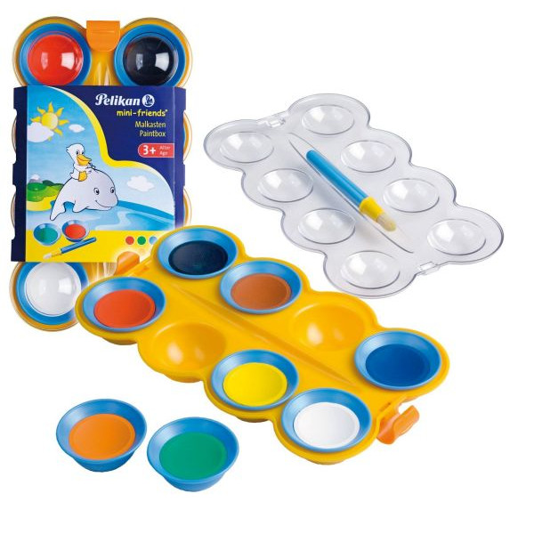 Pelikan Farbkasten mini-friends 755/8, 723122, Wasserfarbe, 8 Farben, farbig sortiert 4012700723123 Pelikan