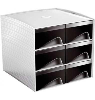 Schubladenbox MyCube 1032220011 weiß/schwarz 6 Schubladen geschlossen