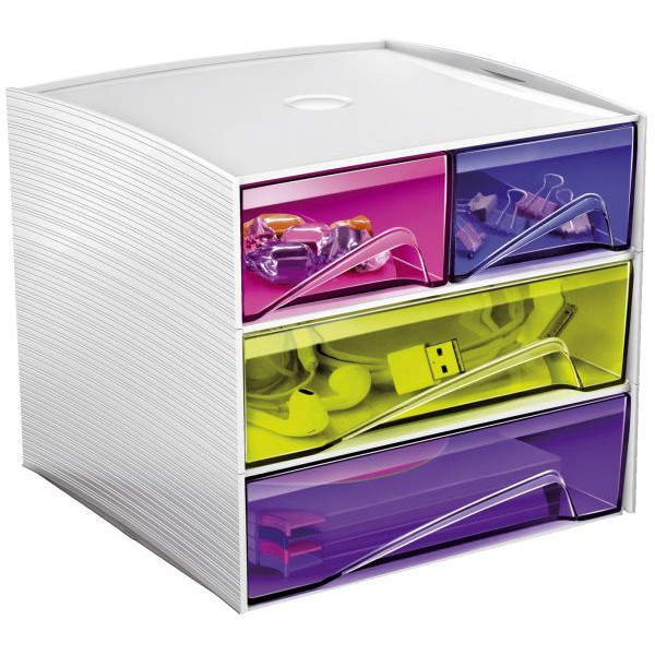 3462159005881 - Schubladenbox MyCube Happy 1032110811 weiß bunt-transparent 4 Schubladen geschlossen 3462159005881 Cep