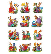 3876 Decorsticker Ostern Schmucketikett Nostalgie-Hasen