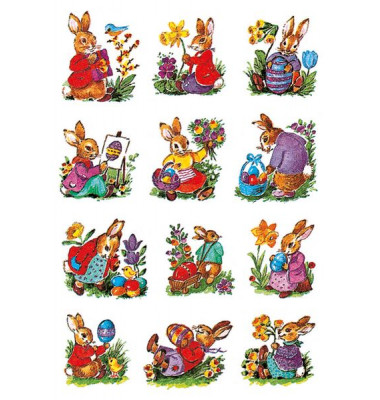 3876 Decorsticker Ostern Schmucketikett Nostalgie-Hasen 3876 Decorsticker Ostern Schmucketikett Nostalgie-Hasen