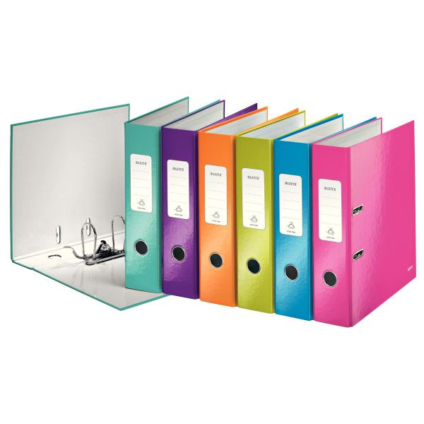 10 Stück Leitz Ordner WOW 1005-10-99, A4 80mm breit PP vollfarbig, glänzend, gemustertrt farbig sortiert 4002432104055 Leitz