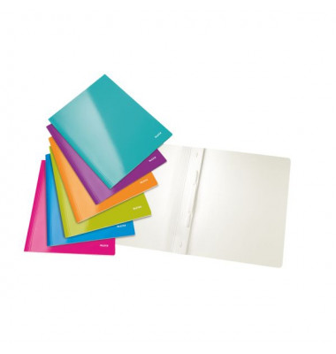 Schnellhefter WOW 3001-10-99, A4, farbig sortiert, Karton laminiert, 250g, Vorderdeckel opak