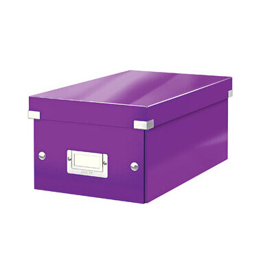 Aufbewahrungsbox Click & Store WOW 6042-00-62 mit Deckel, für DVDs, außen 352x206x147mm, Karton violett metallic