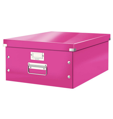 Aufbewahrungsbox Click & Store WOW 6045-00-23, 36 Liter mit Deckel, für A3, außen 482x399x200mm, Karton pink metallic
