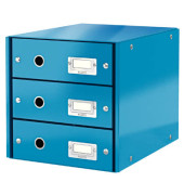 Schubladenbox Click&Store 6048-00-36 blau/blau metallic 3 Schubladen geschlossen