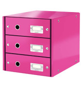 Schubladenbox Click&Store 6048-00-23 pink/pink metallic 3 Schubladen geschlossen
